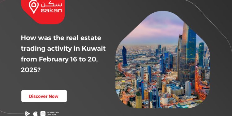 How was the real estate trading activity in Kuwait from February 16 to 20, 2025?